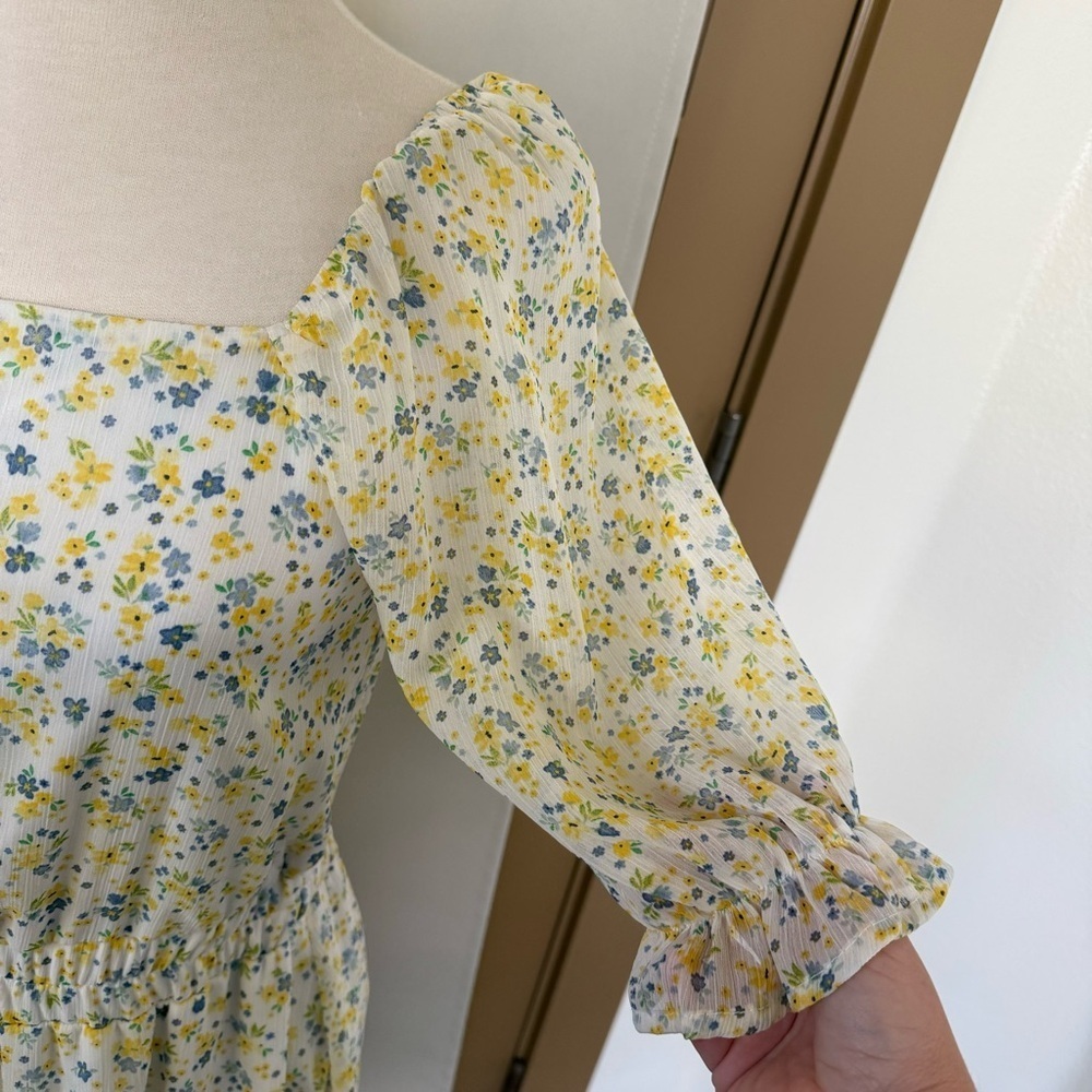 Mi Ami Womens Small Floral‎ Square Neck Short Mini Dress - Picture 3 of 9
